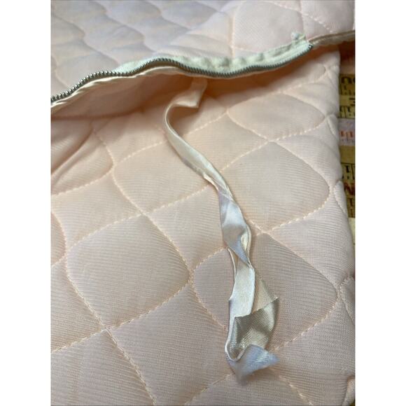 VINTAGE Baby Girl Quiltex Snowsuit Pink Quilted Zip Sleep Sack Bunting Newborn - Picture 10 of 13